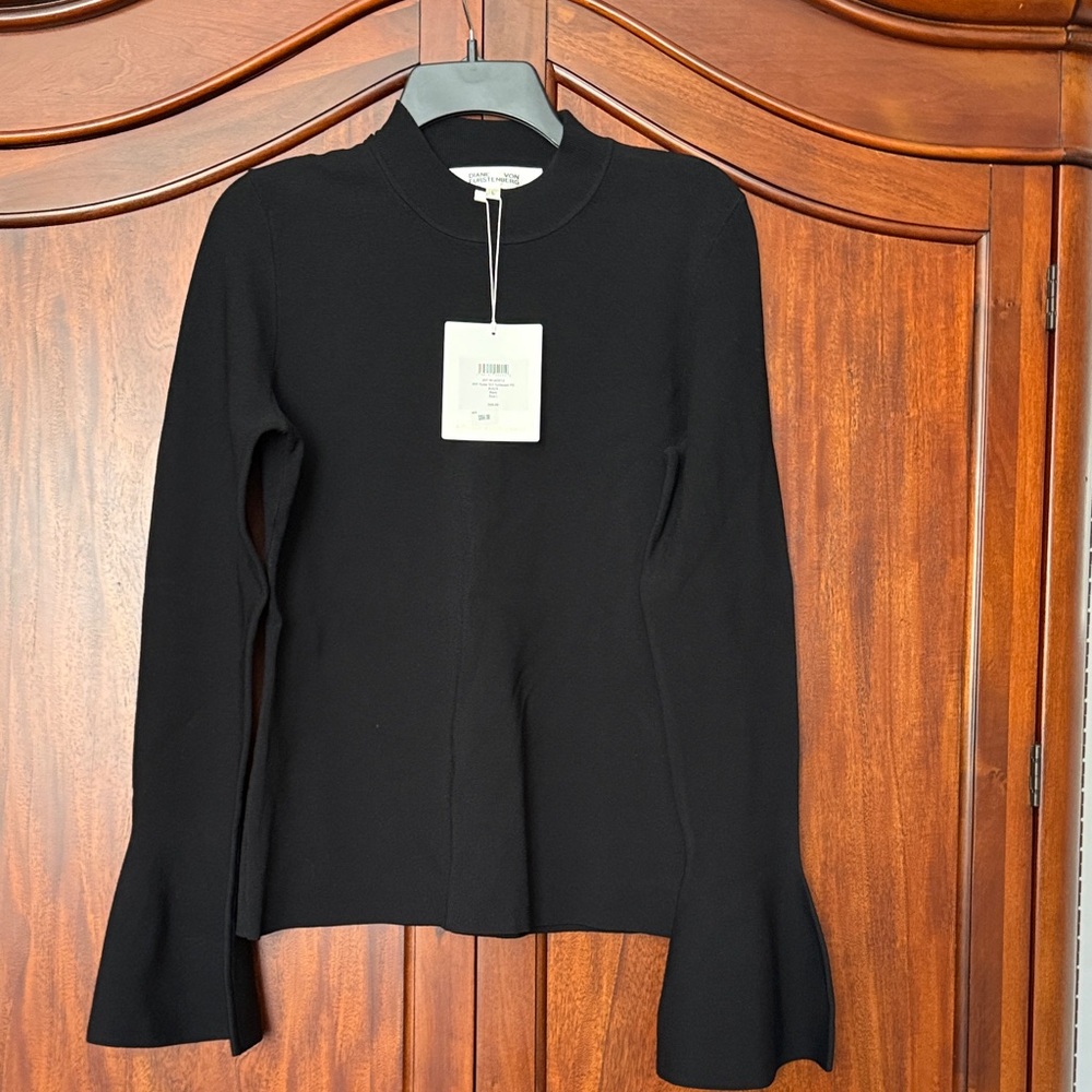 Diane Von Furstenberg Black Moc Turtleneck Sweater